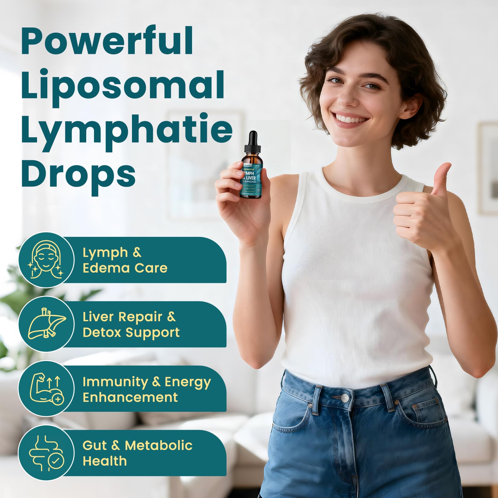 Liposomal Lymphatic Drainage Drops - 21 in 1 Liver Cleanse Detox & Repair with Milk Thistle, Echinacea, Burdock Root, Liposomal Glutathione, Vitamin Complex ''Lymph-Liver'' Gut & Metabolic Health - Maple Wellness Supplements