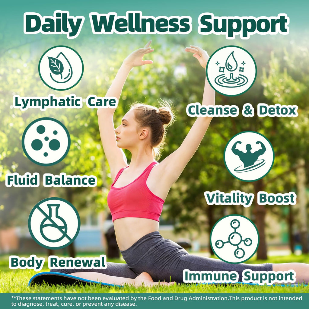 Liposomal Lymphatic Drainage Drops, 4 fl oz – 30-in-1 Lymphatic Drainage Supplements with 23 Herbs & 7 Vitamins – Supports Lymphatic System, Immune & Liver Health – Detox Support – 60-Day Supply - Maple Wellness Supplements