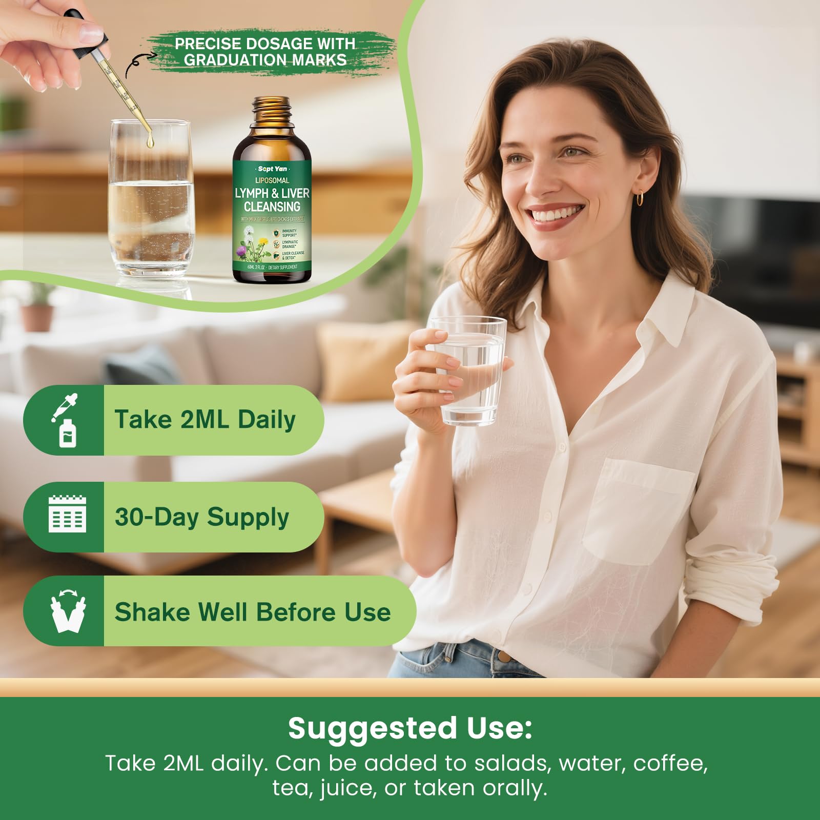 Liposomal Lymphatic Drainage Drops - Lymphatic Drainage Supplements with Milk Thistle, Burdock Root for Women & Men | Supports Liver Cleanse, Detox & Repair | Lymph - Liver Cleanse Health | 2 Fl Oz - Maple Wellness Supplements
