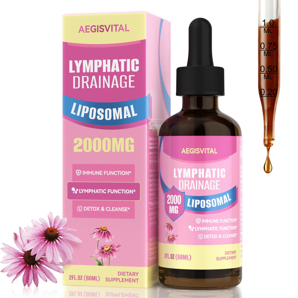 Liposomal Lymphatic Drainage Drops, Lymphatic Support with Echinacea, Dandelion, Turmeric, Burdock, Elderberry, and Calendula, Lymph System Support & Immune Health - Maple Wellness Supplements