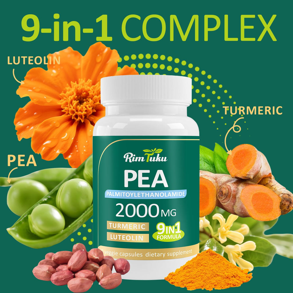 Liposomal Palmitoylethanolamide 2000MG + Luteolin 200MG + Turmeric 200MG & Fisetin 100MG, Micronized Pea 99% Highly Purified Enhanced Absorption Pea Supplement, 120 Capsules - TrustMedUSA