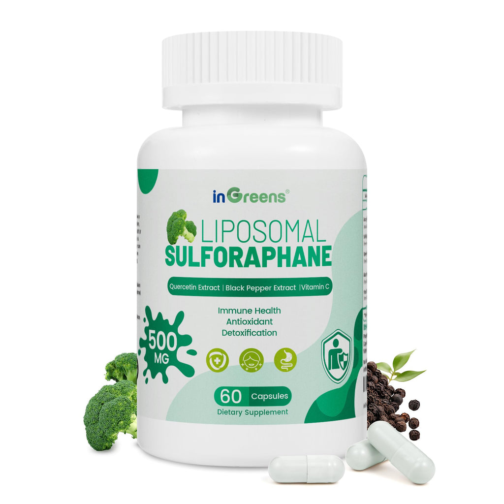 Liposomal Sulforaphane 500mg Supplement from Broccoli Extract with Quercetin, Black Pepper & Vitamin C – Antioxidant, Detox & Cellular Support, Cellular Health Formula for Men & Women, 60 Capsules - TrustMedUSA