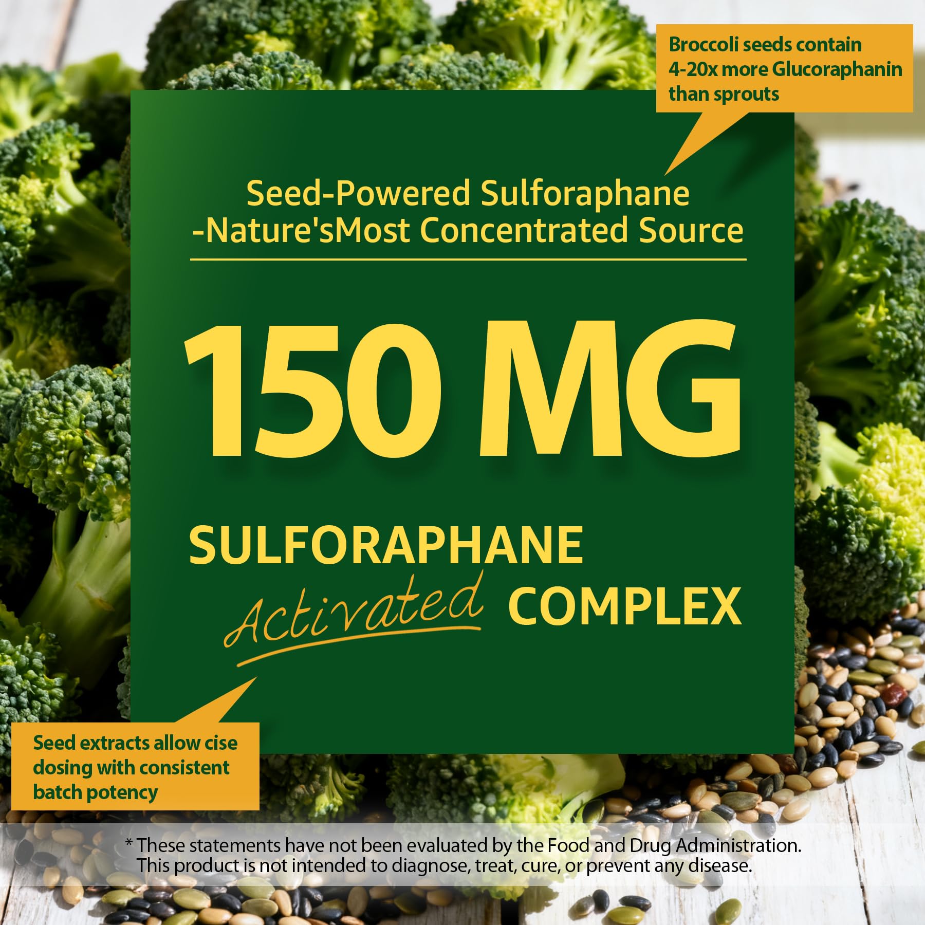 Liposomal Sulforaphane Supplement 150mg, from Broccoli Seed Extract w/Myrosinase, Quercetin, Glutathione, Sulforaphane Supplement Gummies for Antioxidants Detox Cellular Brain Health, Chewable 60Cts - TrustMedUSA