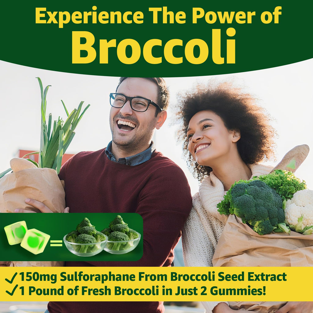 Liposomal Sulforaphane Supplement 150mg, from Broccoli Seed Extract w/Myrosinase, Quercetin, Glutathione, Sulforaphane Supplement Gummies for Antioxidants Detox Cellular Brain Health, Chewable 60Cts - TrustMedUSA