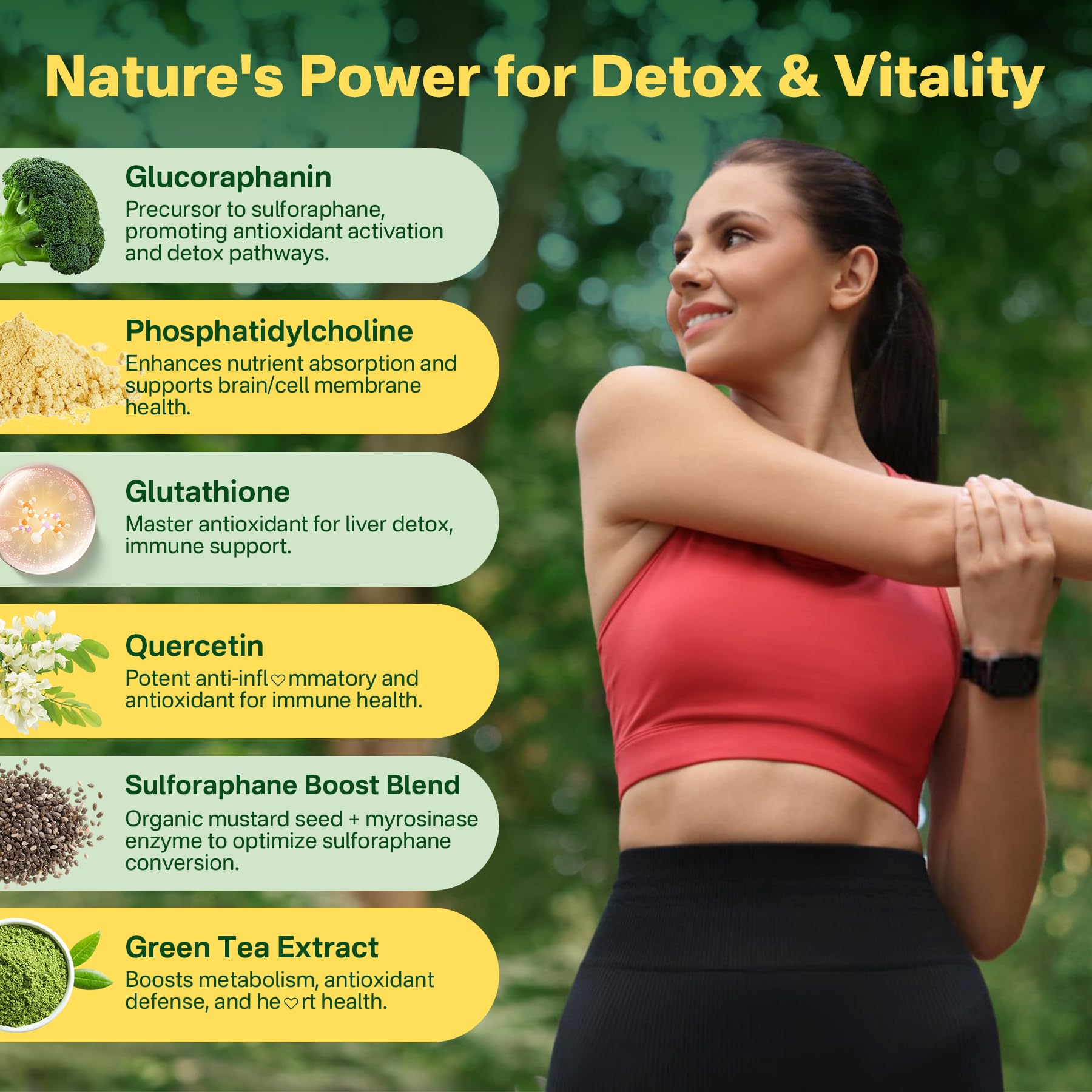 Liposomal Sulforaphane Supplement 150mg, from Broccoli Seed Extract w/Myrosinase, Quercetin, Glutathione, Sulforaphane Supplement Gummies for Antioxidants Detox Cellular Brain Health, Chewable 60Cts - TrustMedUSA