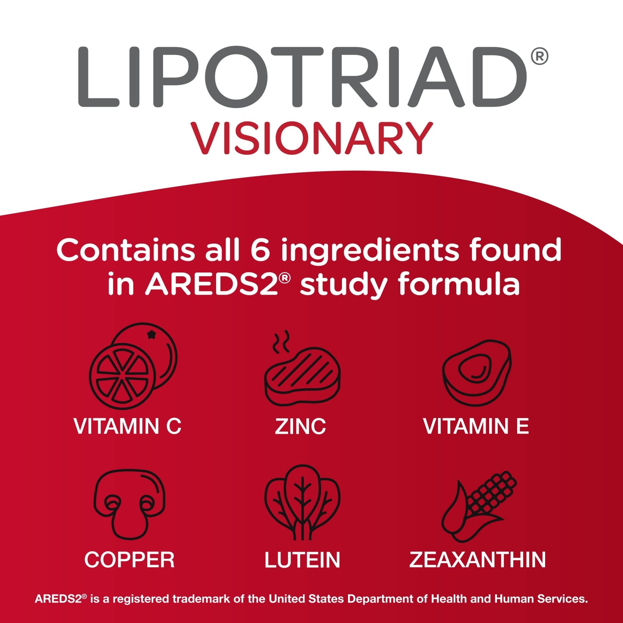 Lipotriad Visionary Eye Vitamins – 60 Capsules – Lutein and Zeaxanthin Supplements with Other AREDS 2® Ingredients to Support Eye Health - TrustMedUSA