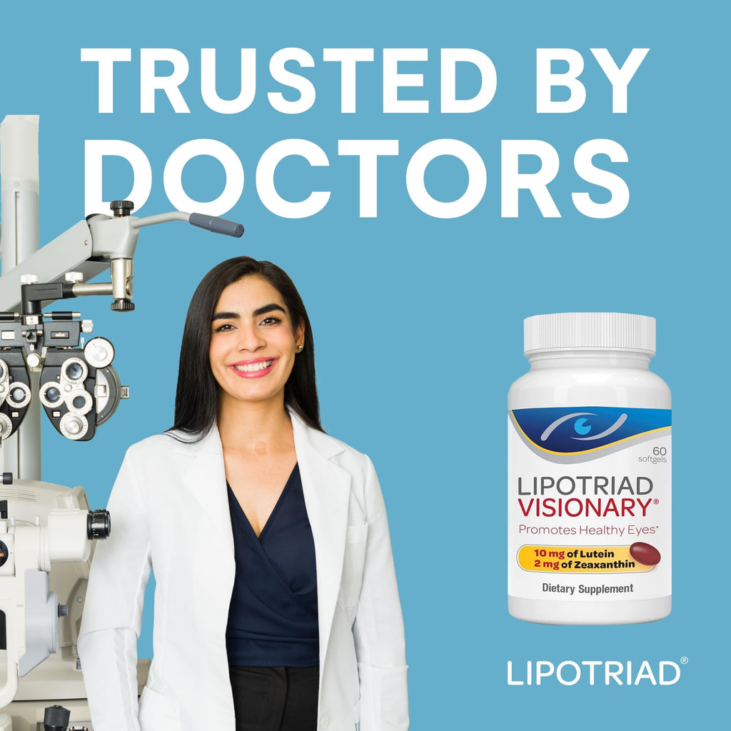 Lipotriad Visionary Eye Vitamins – 60 Capsules – Lutein and Zeaxanthin Supplements with Other AREDS 2® Ingredients to Support Eye Health - TrustMedUSA