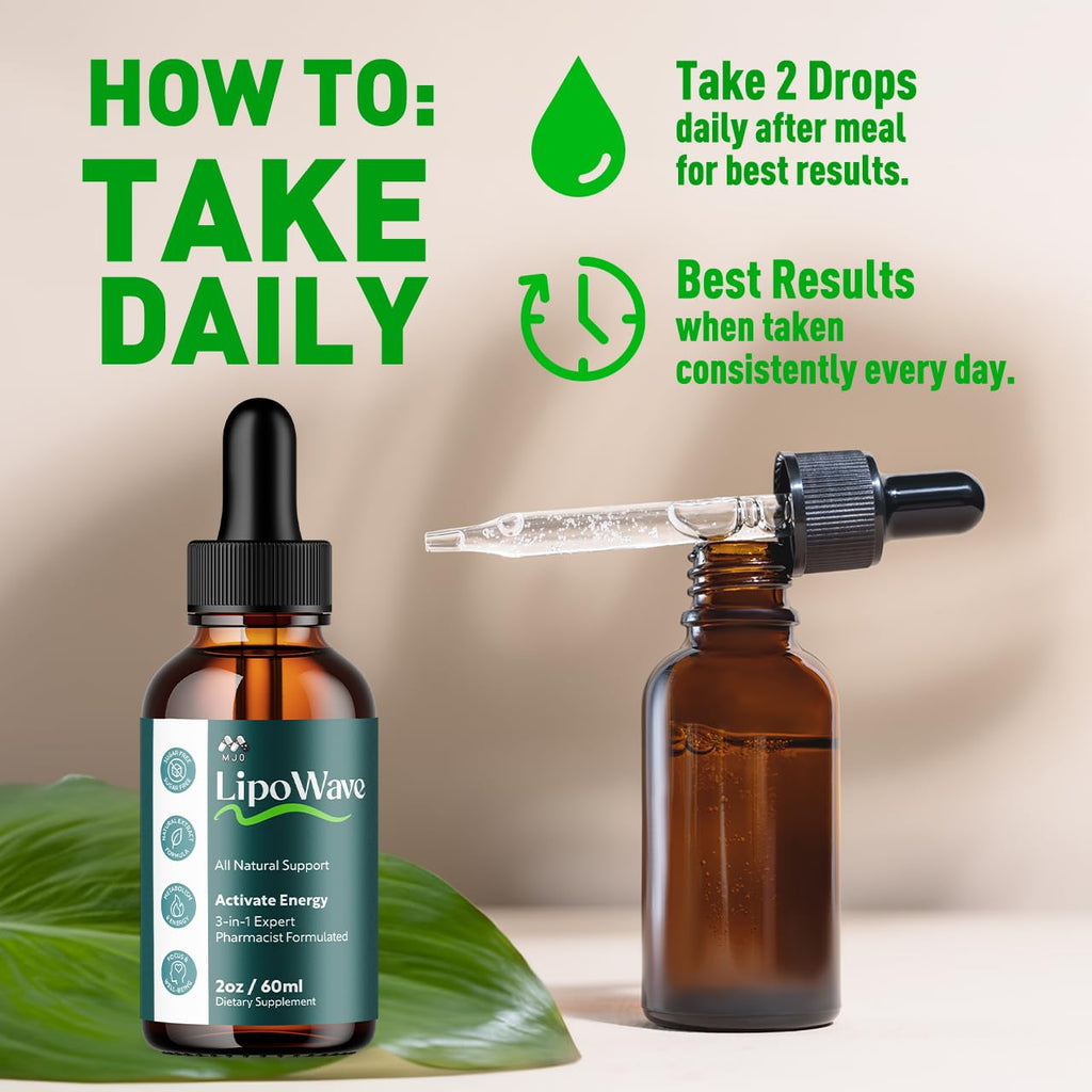 Lipowave Drops, Official LipoWave Drops with All Natural Ingredients, Advanced Overall Health and Wellness Vitamin Supplement Premium Formula for Maximum Strength Multivitamin Support (30 Servings) - TrustMedUSA