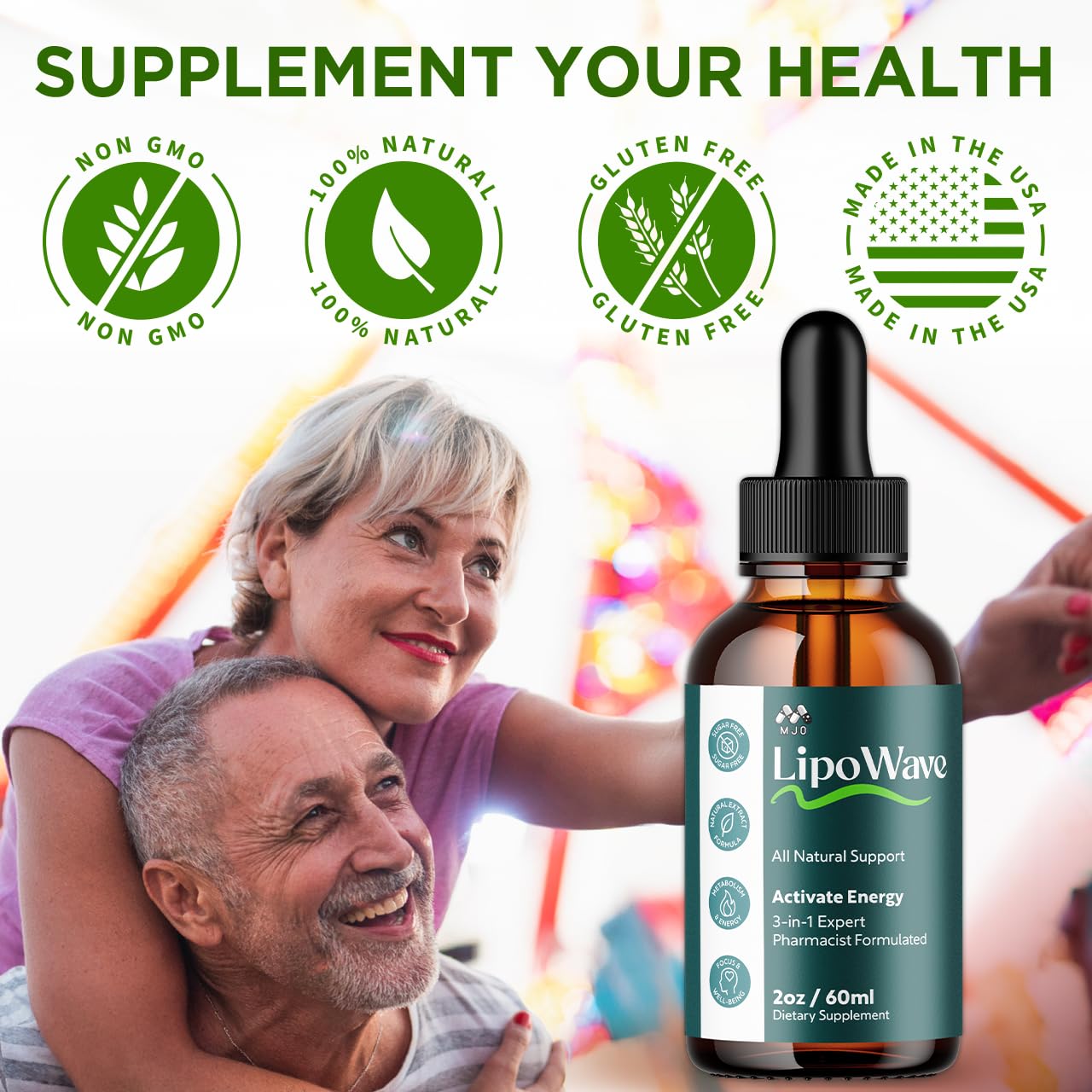 Lipowave Drops, Official LipoWave Drops with All Natural Ingredients, Advanced Overall Health and Wellness Vitamin Supplement Premium Formula for Maximum Strength Multivitamin Support (30 Servings) - TrustMedUSA