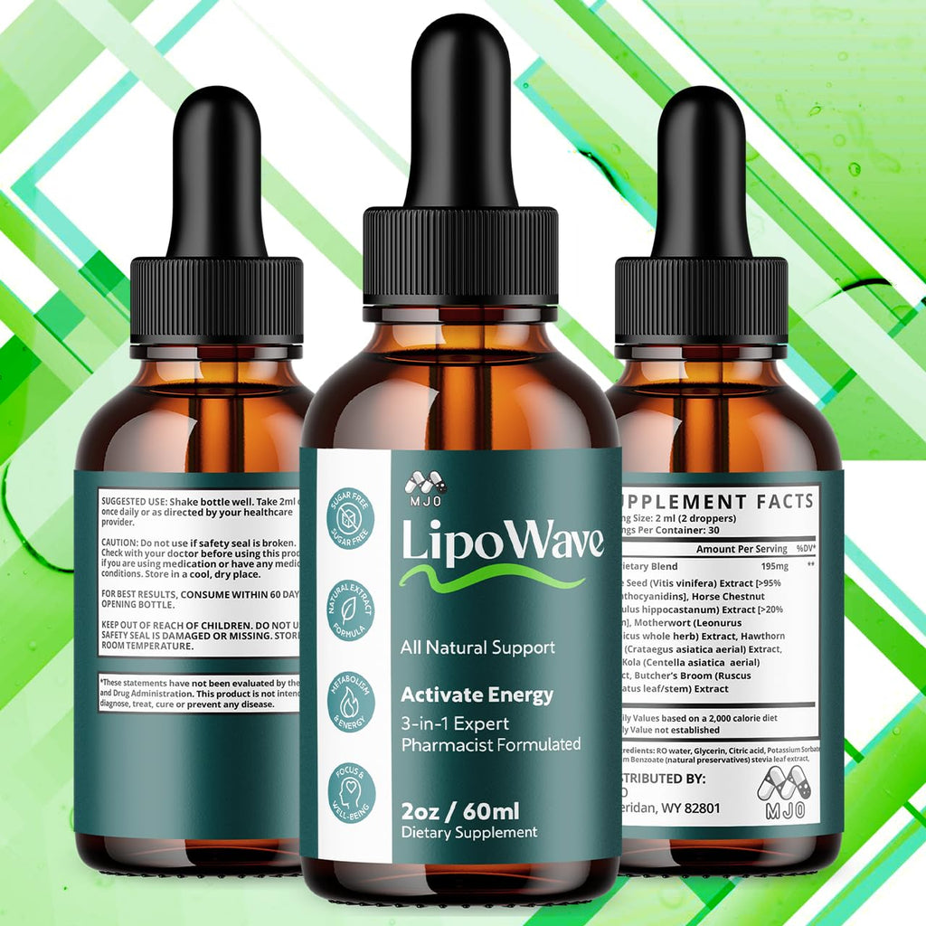 Lipowave Drops, Official LipoWave Drops with All Natural Ingredients, Advanced Overall Health and Wellness Vitamin Supplement Premium Formula for Maximum Strength Multivitamin Support (30 Servings) - TrustMedUSA