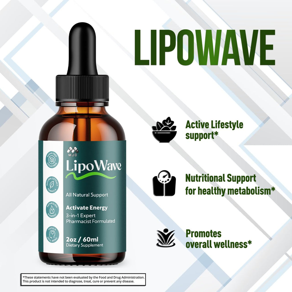 Lipowave Drops, Official LipoWave Drops with All Natural Ingredients, Advanced Overall Health and Wellness Vitamin Supplement Premium Formula for Maximum Strength Multivitamin Support (30 Servings) - TrustMedUSA