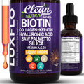 Liquid Biotin & Collagen Keratin Hyaluronic Acid Saw Palmetto Drops Vitamins for Hair Growth Support Silica Vitamin A C D Bamboo Turmeric Zinc Folate Magnesium Horsetail LuxFlo By Clean Nutra - TrustMedUSA