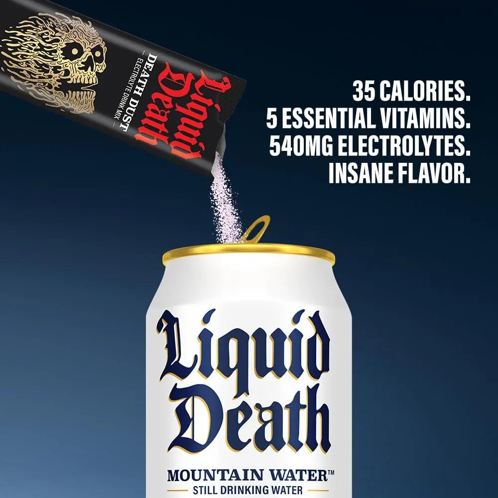 Liquid Death Electrolyte Death Dust - Hydration Powder Packets - 3 Flavors - 12-Stick - TrustMedUSA