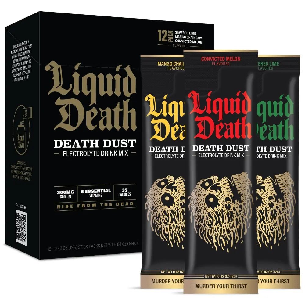 Liquid Death Electrolyte Death Dust - Hydration Powder Packets - 3 Flavors - 12-Stick - TrustMedUSA
