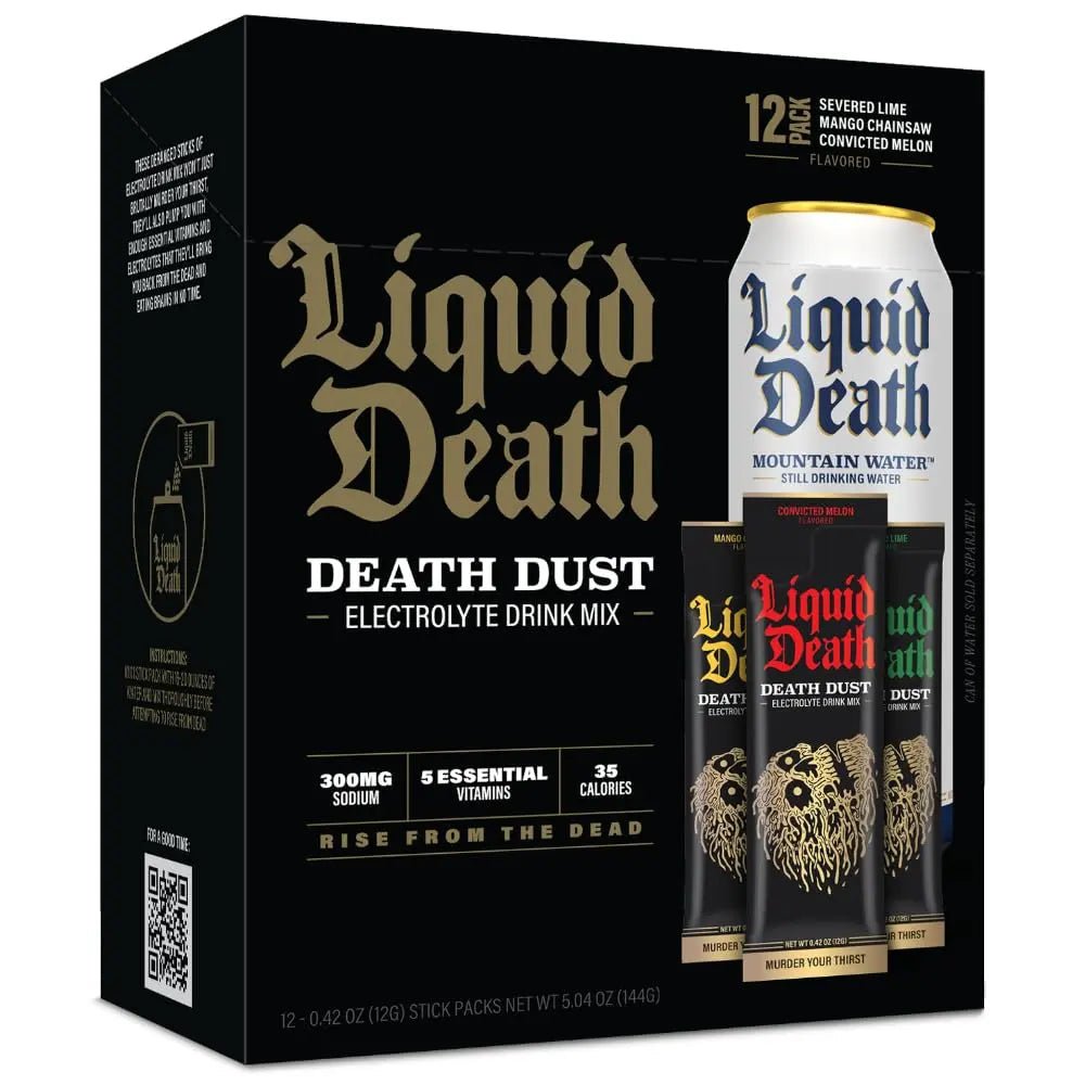 Liquid Death Electrolyte Death Dust - Hydration Powder Packets - 3 Flavors - 12-Stick - TrustMedUSA