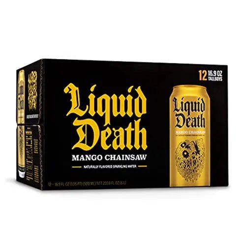 Liquid Death Flavored Sparkling Water with Agave, Mango Chainsaw, 16.9 oz Tallboys - TrustMedUSA