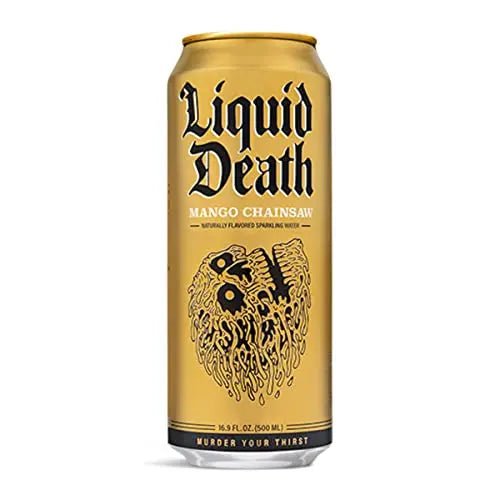 Liquid Death Flavored Sparkling Water with Agave, Mango Chainsaw, 16.9 oz Tallboys - TrustMedUSA