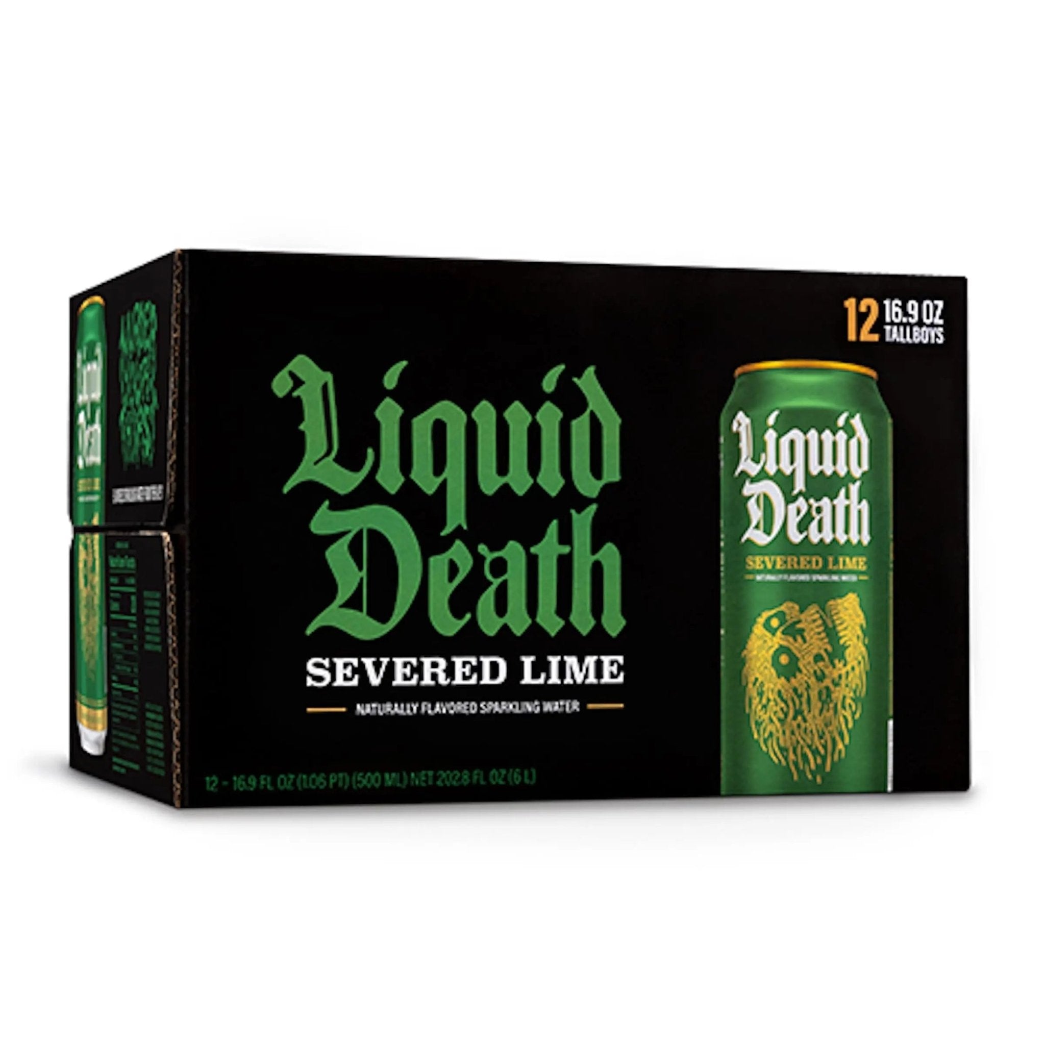 Liquid Death Flavored Sparkling Water with Agave, Severed Lime, 16.9 oz Tallboys (12-Pack) - TrustMedUSA