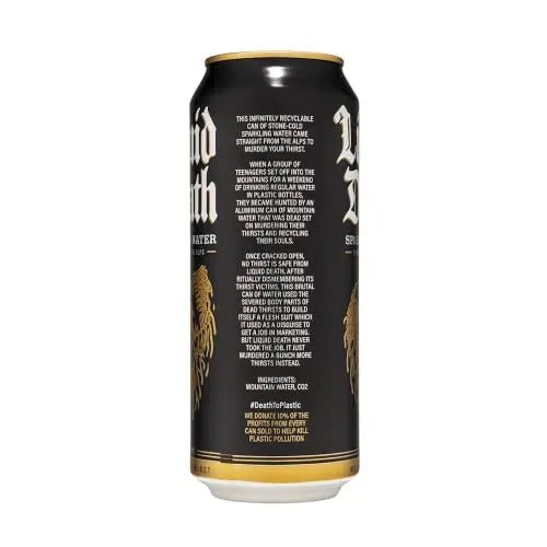 Liquid Death Sparkling Mountain Water, 16.9 oz Tallboys (18-Pack) - TrustMedUSA