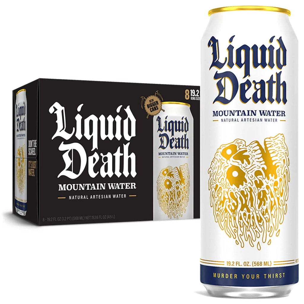 Liquid Death Still Mountain Water, 19.2 oz King Size Cans (8-Pack) - TrustMedUSA