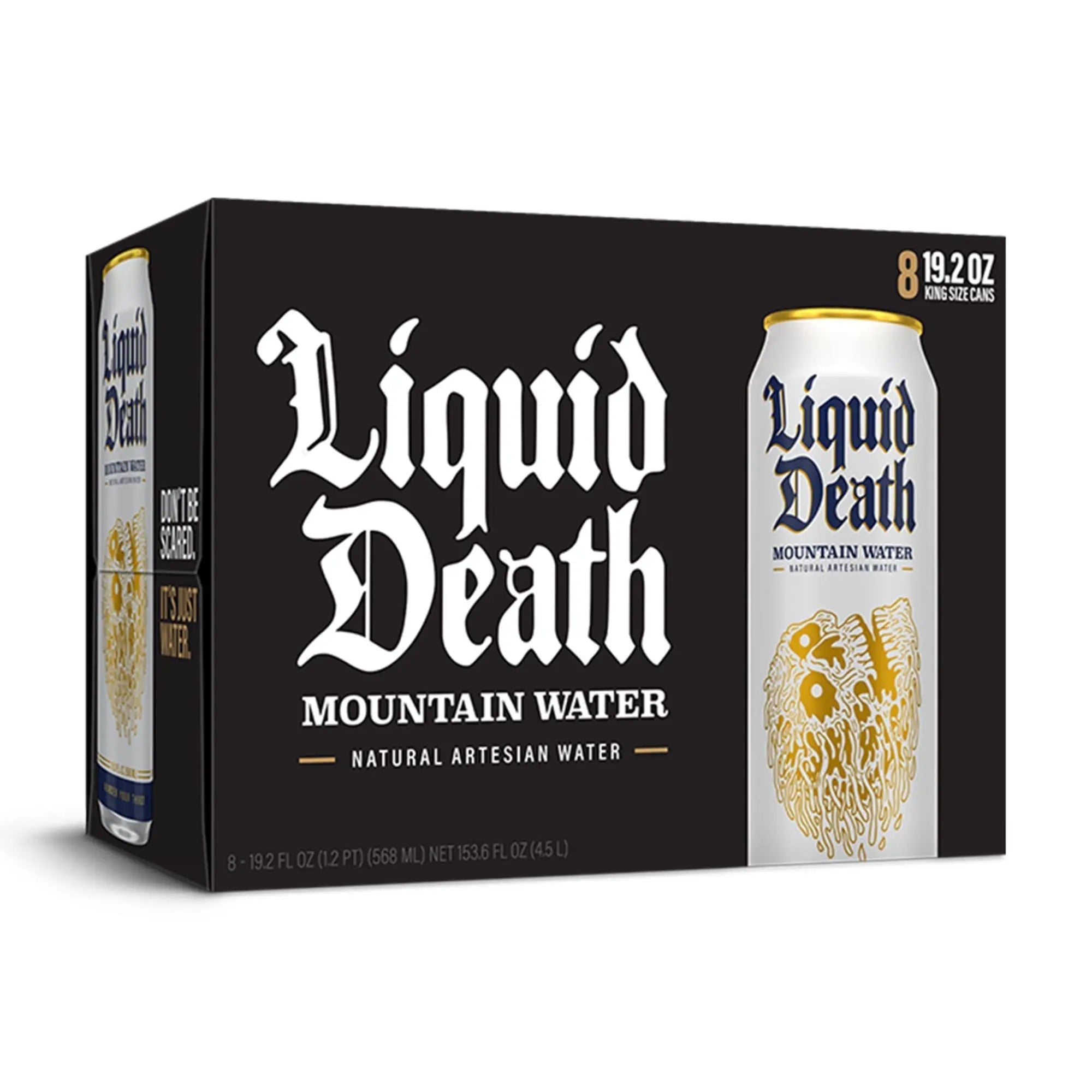 Liquid Death Still Mountain Water, 19.2 oz King Size Cans (8-Pack) - TrustMedUSA