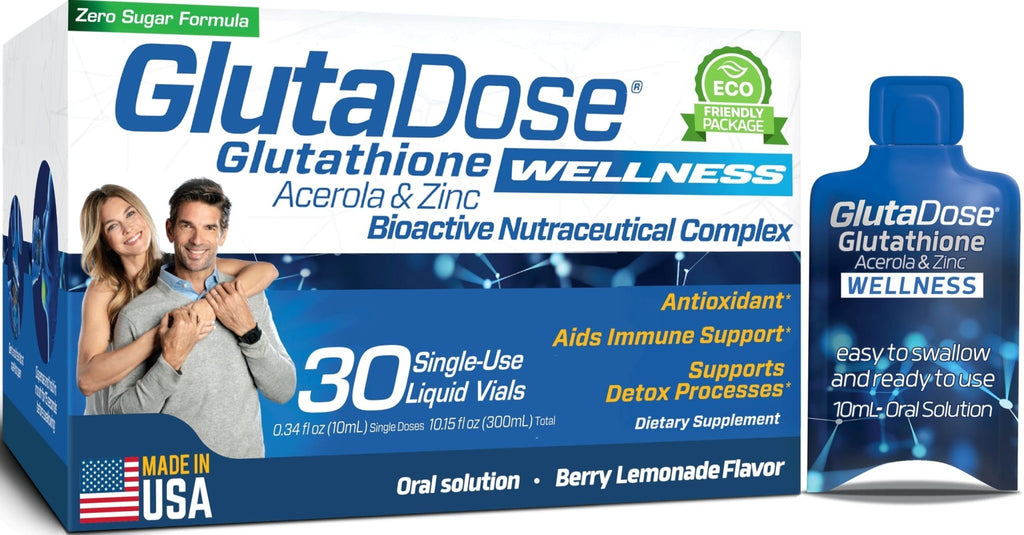 Liquid Glutathione Supplement, Lemon Berry Flavored Acerola Energy Booster w/Zinc, Daily Vitamins & Minerals, Zero Sugar Formulation, Everyday Auto-Immune Support for Adults, 0.34 fl oz, Pack of 30 - TrustMedUSA