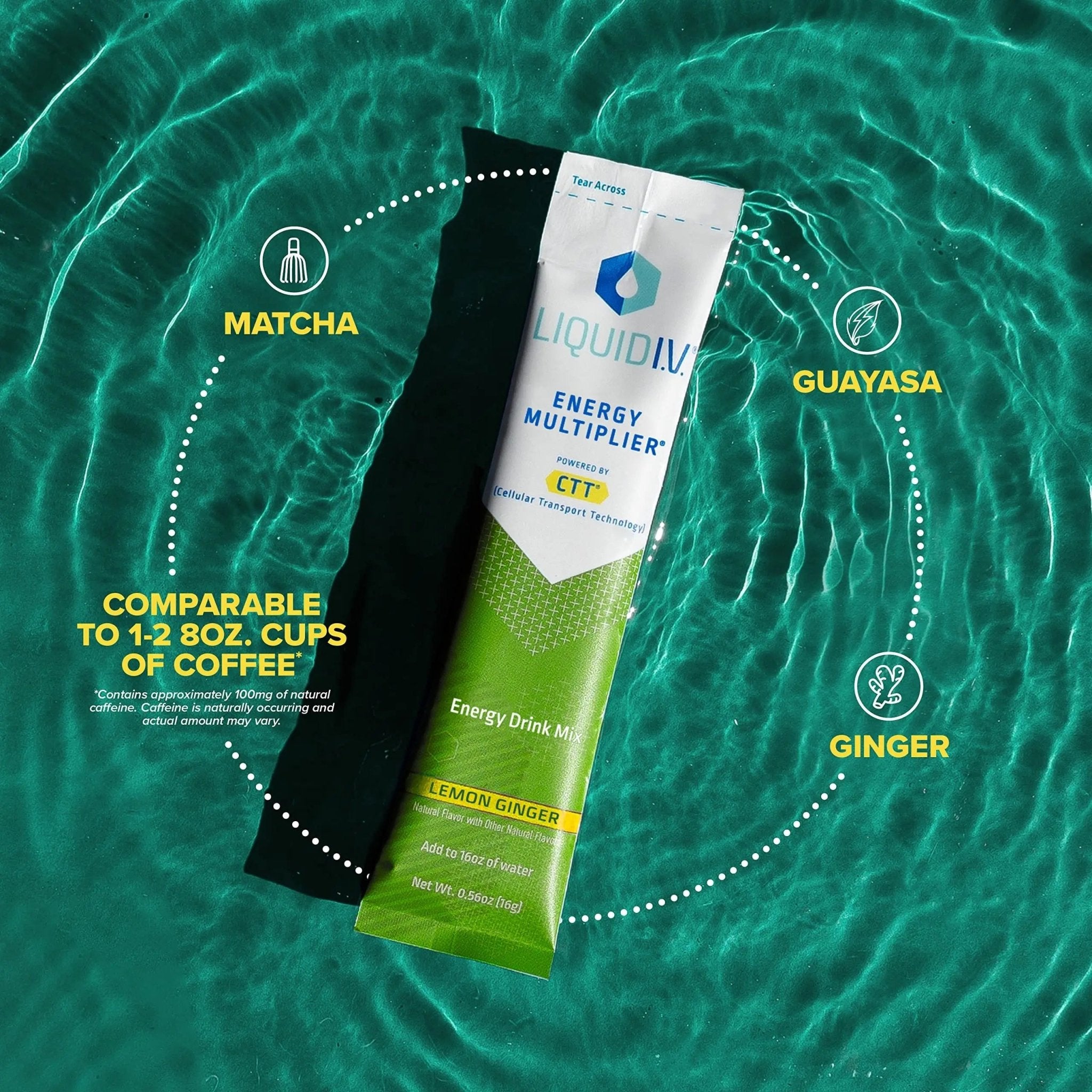 Liquid I.V. Hydration + Energy Multiplier - Lemon Ginger - Hydration Powder Packets - TrustMedUSA