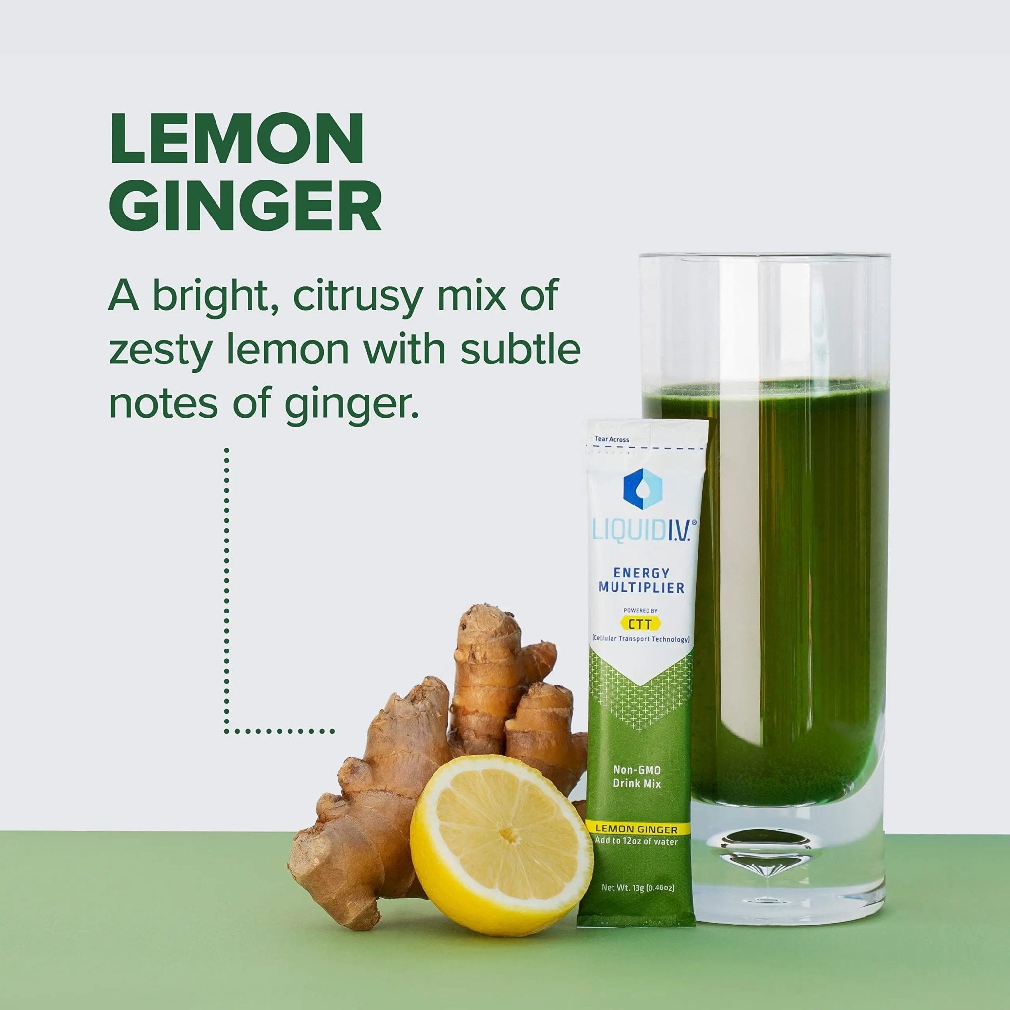Liquid I.V. Hydration + Energy Multiplier - Lemon Ginger - Hydration Powder Packets - TrustMedUSA