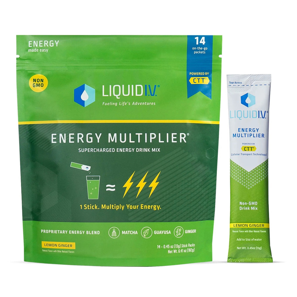 Liquid I.V. Hydration + Energy Multiplier - Lemon Ginger - Hydration Powder Packets - TrustMedUSA