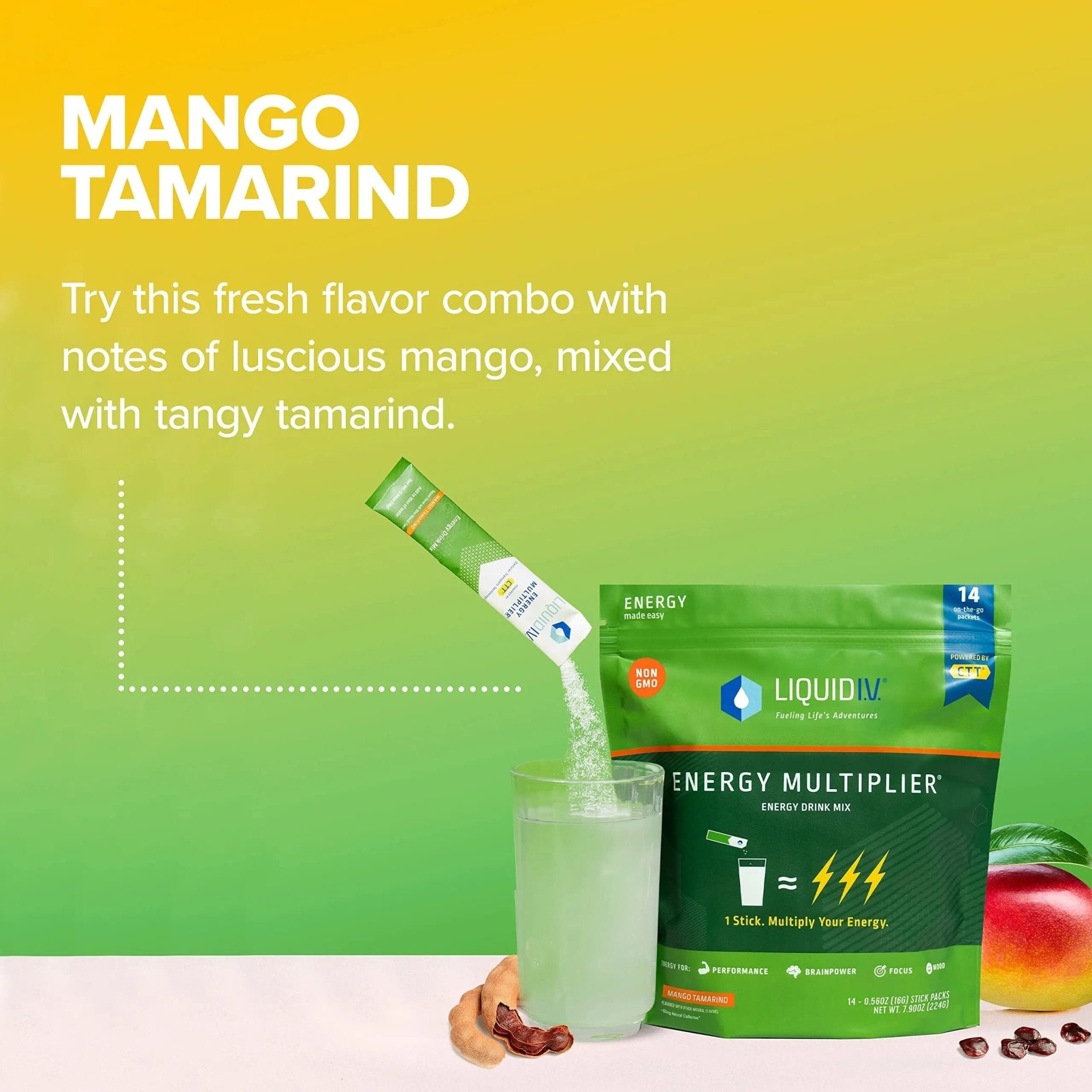 Liquid I.V. Hydration + Energy Multiplier - Mango Tamarind - Hydration Powder - TrustMedUSA