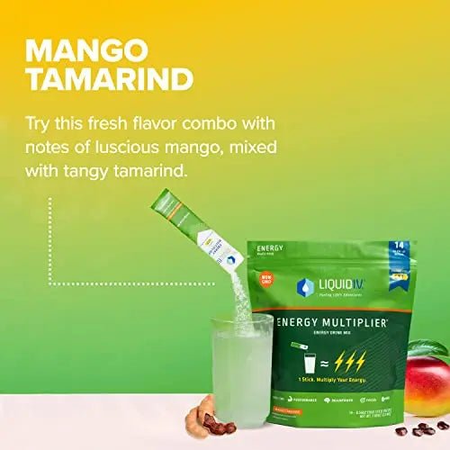 Liquid I.V. Hydration + Energy Multiplier - Mango Tamarind - Hydration Powder Packets - TrustMedUSA