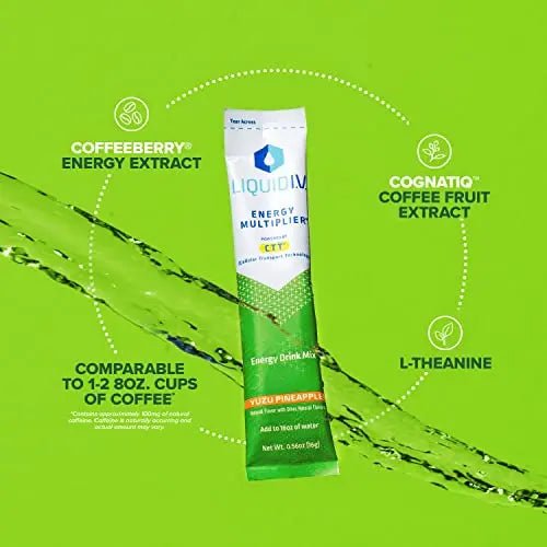 Liquid I.V. Hydration + Energy Multiplier - Yuzu Pineapple - Hydration Powder - TrustMedUSA