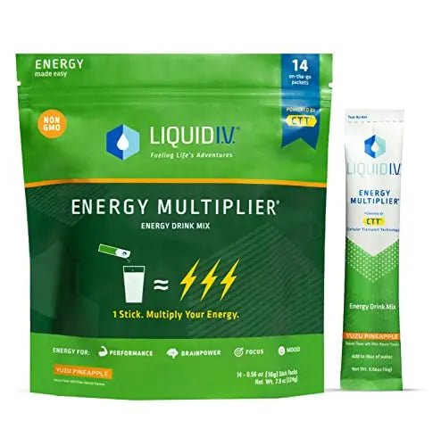 Liquid I.V. Hydration + Energy Multiplier - Yuzu Pineapple - Hydration Powder - TrustMedUSA