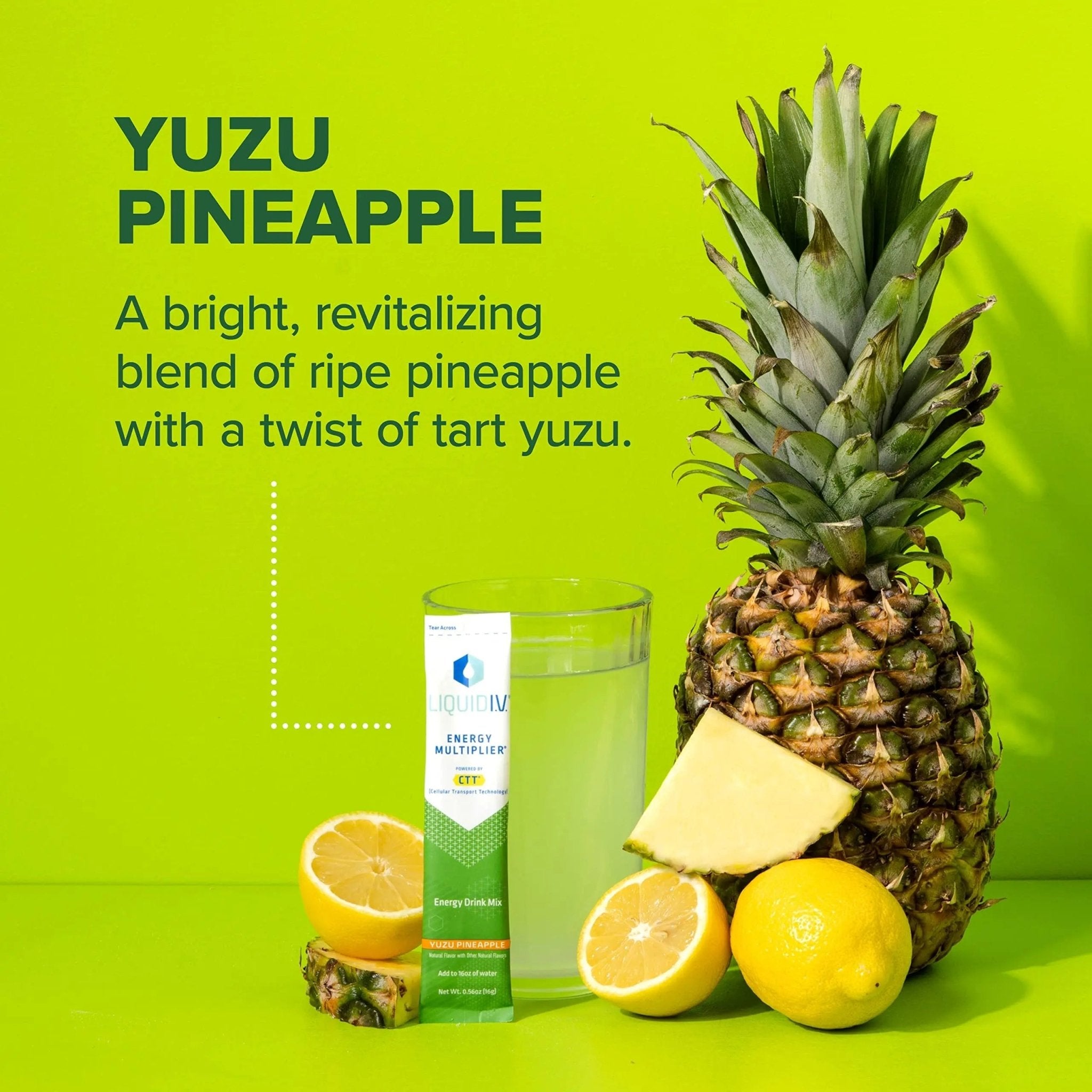 Liquid I.V. Hydration + Energy Multiplier - Yuzu Pineapple - Hydration Powder Packets - TrustMedUSA