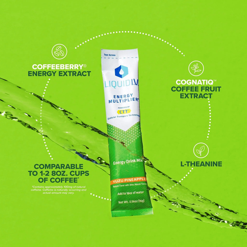 Liquid I.V. Hydration + Energy Multiplier - Yuzu Pineapple - Hydration Powder Packets - TrustMedUSA