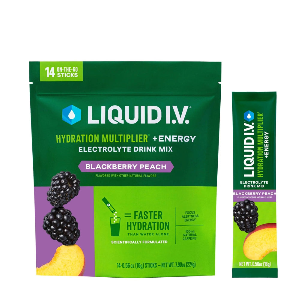 Liquid I.V.® Hydration Multiplier +Energy | Blackberry-Peach | Electrolyte Powder Drink Mix | 1 Pack (14 Servings) - TrustMedUSA