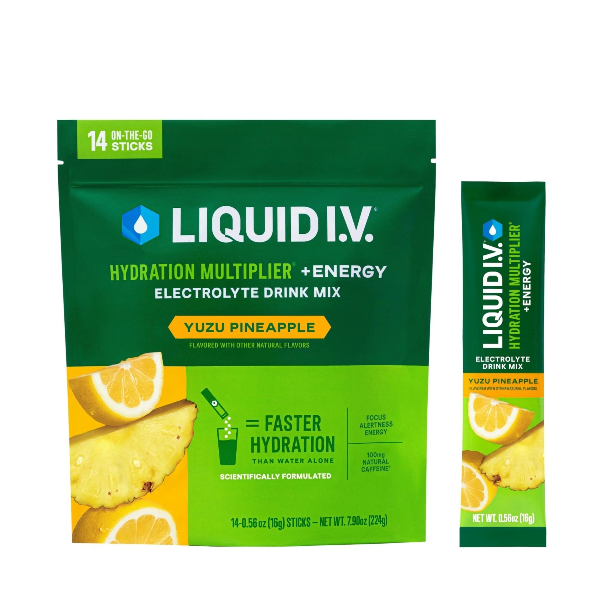 Liquid I.V.® Hydration Multiplier +Energy - Yuzu Pineapple | Electrolyte Powder Drink Mix | 1 Pack (14 Servings) - TrustMedUSA