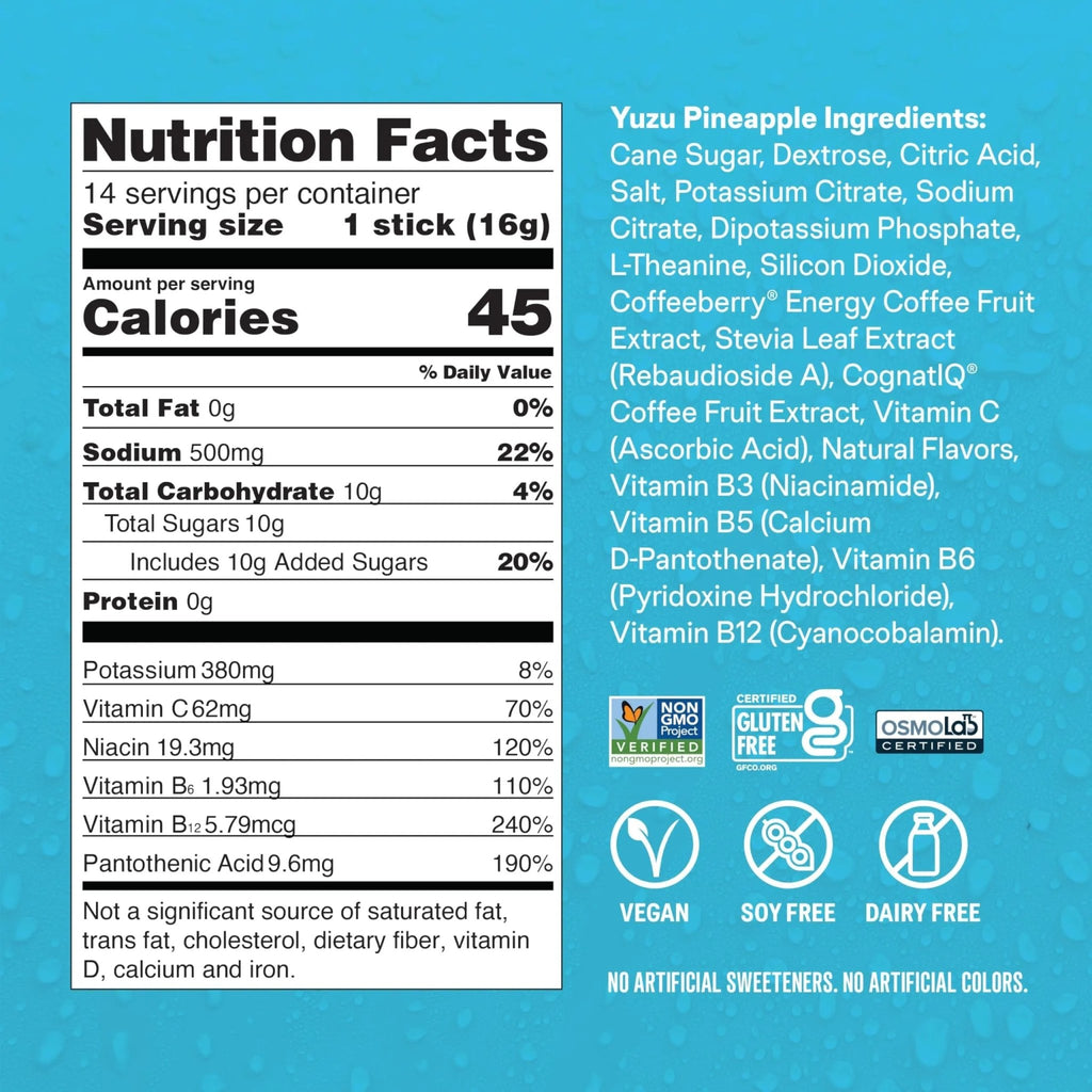 Liquid I.V.® Hydration Multiplier +Energy - Yuzu Pineapple | Electrolyte Powder Drink Mix | 1 Pack (14 Servings) - TrustMedUSA