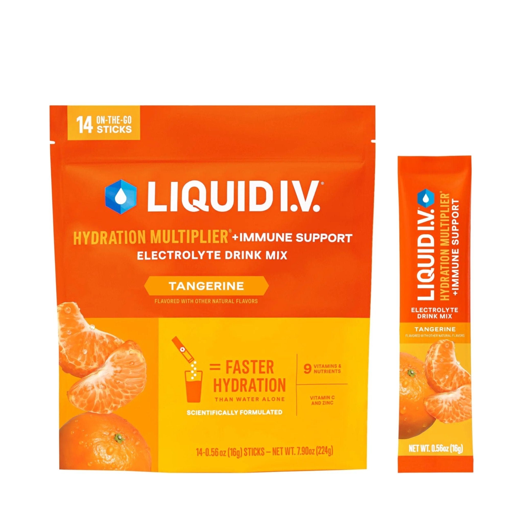 Liquid I.V.® Hydration Multiplier +Immune Support - Tangerine | Electrolyte Powder Drink Mix | 1 Pack (14 Servings) - TrustMedUSA