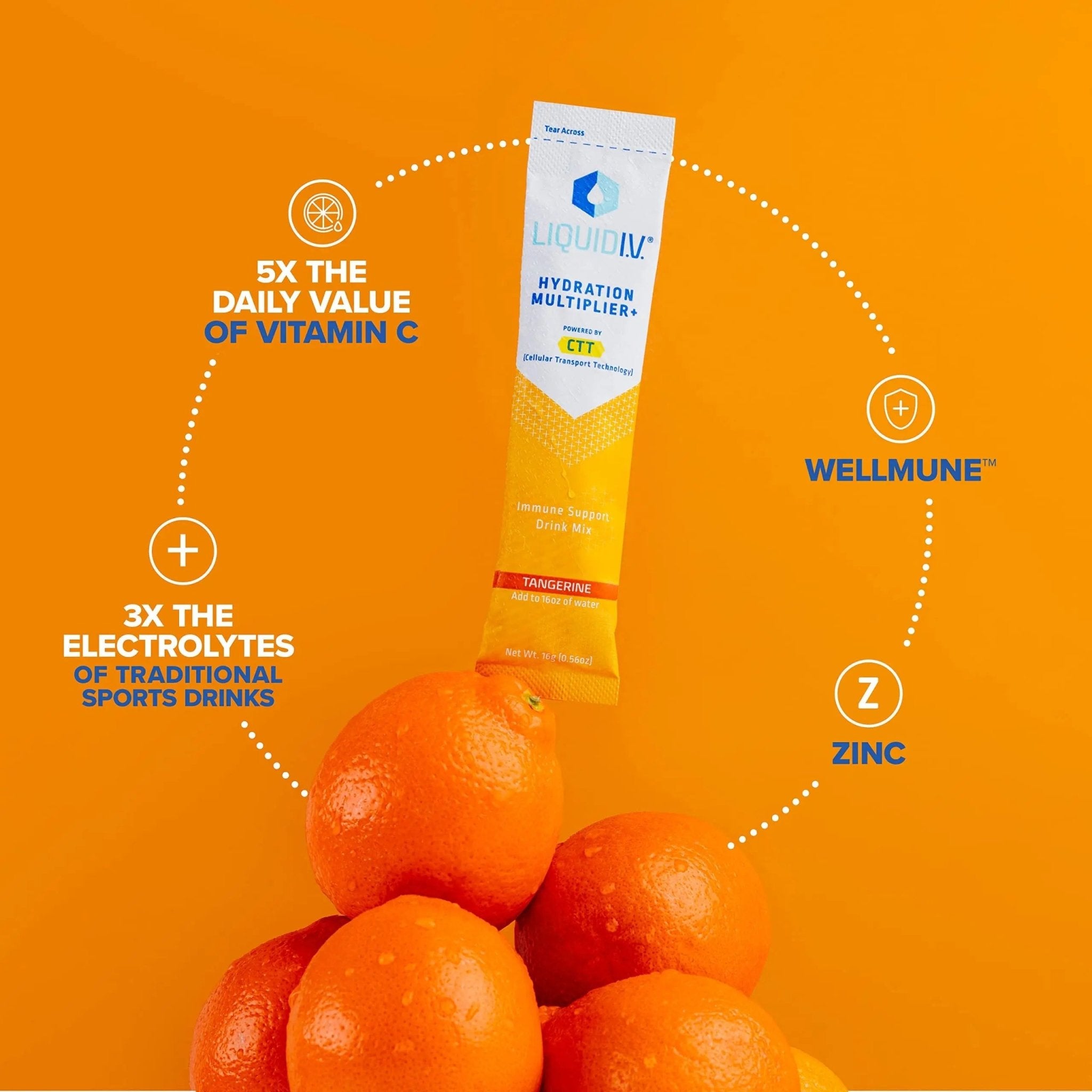 Liquid I.V. Hydration Multiplier + Immune Support - Tangerine - Hydration Powder - TrustMedUSA