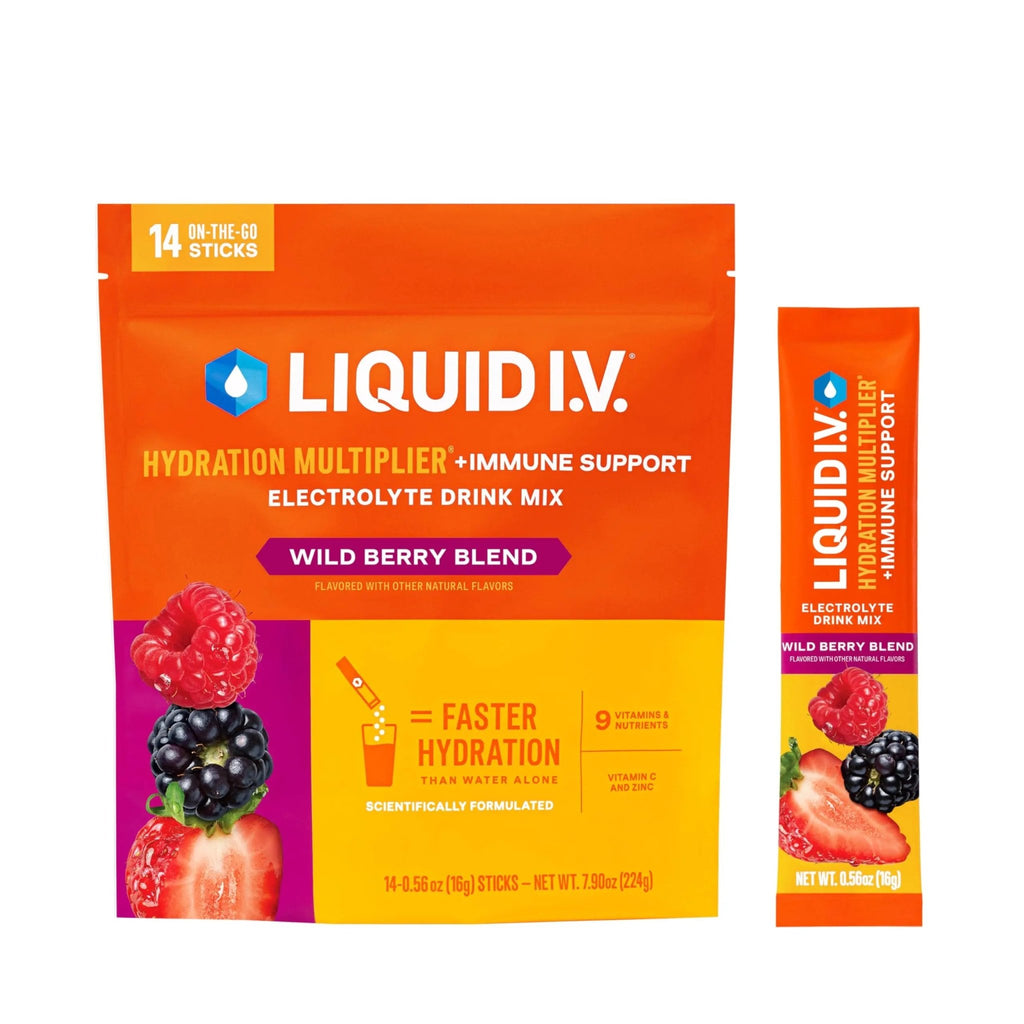 Liquid I.V.® Hydration Multiplier +Immune Support - Wild Berry Blend | Electrolyte Powder Drink Mix | 1 Pack (14 Servings) - TrustMedUSA