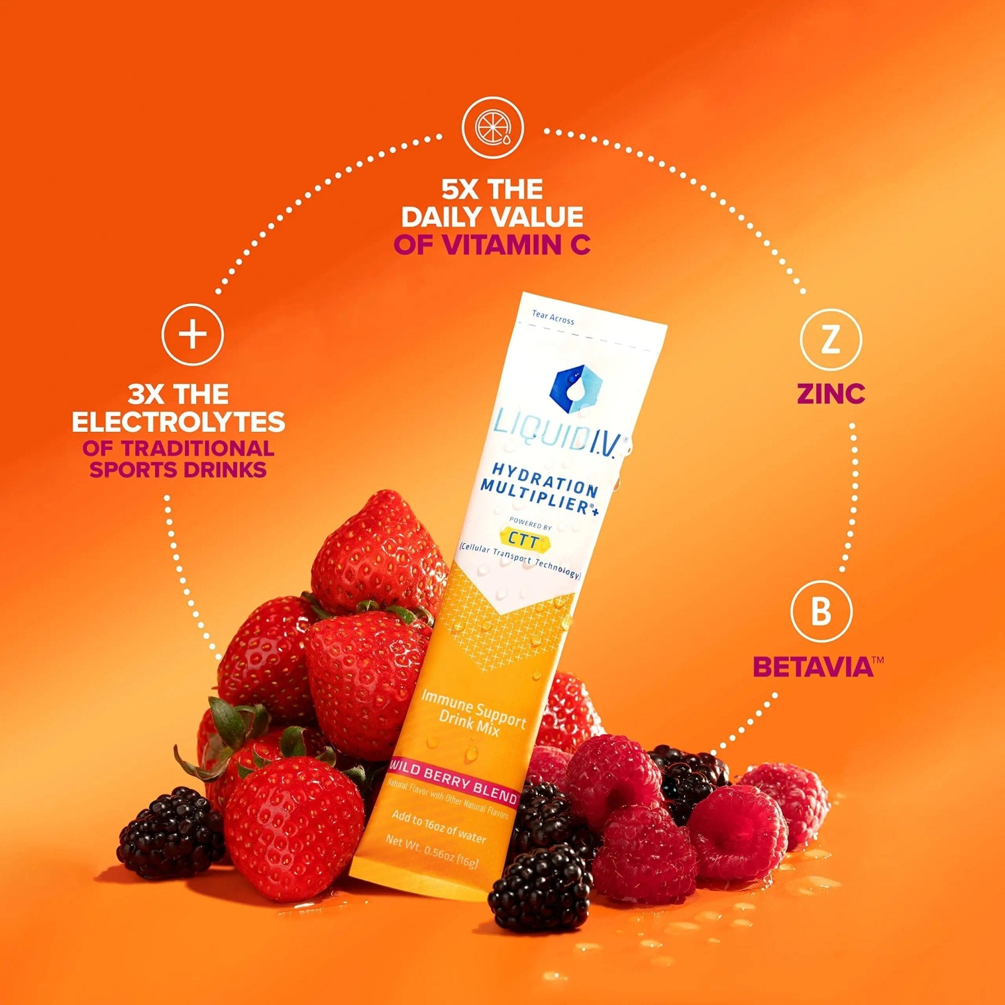 Liquid I.V. Hydration Multiplier + Immune Support -Wild Berry Blend - Hydration Powder - TrustMedUSA