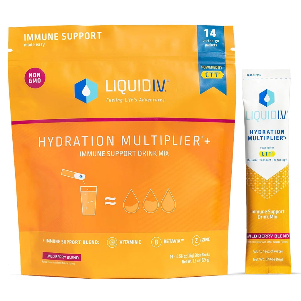 Liquid I.V. Hydration Multiplier + Immune Support -Wild Berry Blend - Hydration Powder - TrustMedUSA