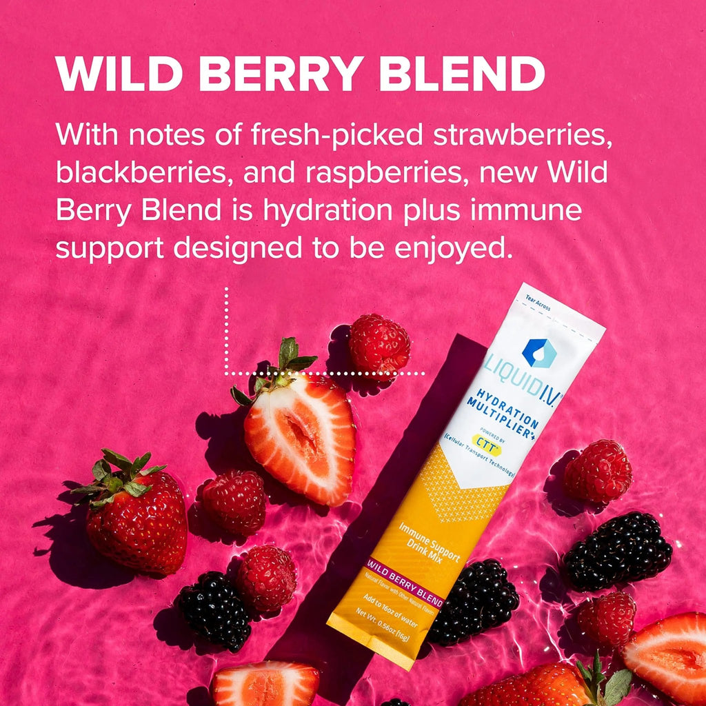 Liquid I.V. Hydration Multiplier + Immune Support -Wild Berry Blend - Hydration Powder - TrustMedUSA