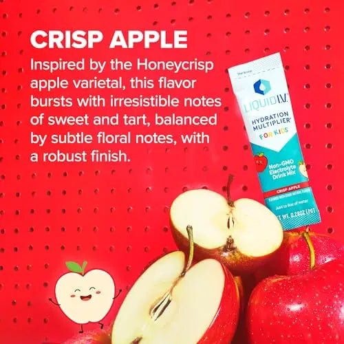Liquid I.V. Hydration Multiplier Kids - Crisp Apple - Hydration Powder Packets | Electrolyte - TrustMedUSA