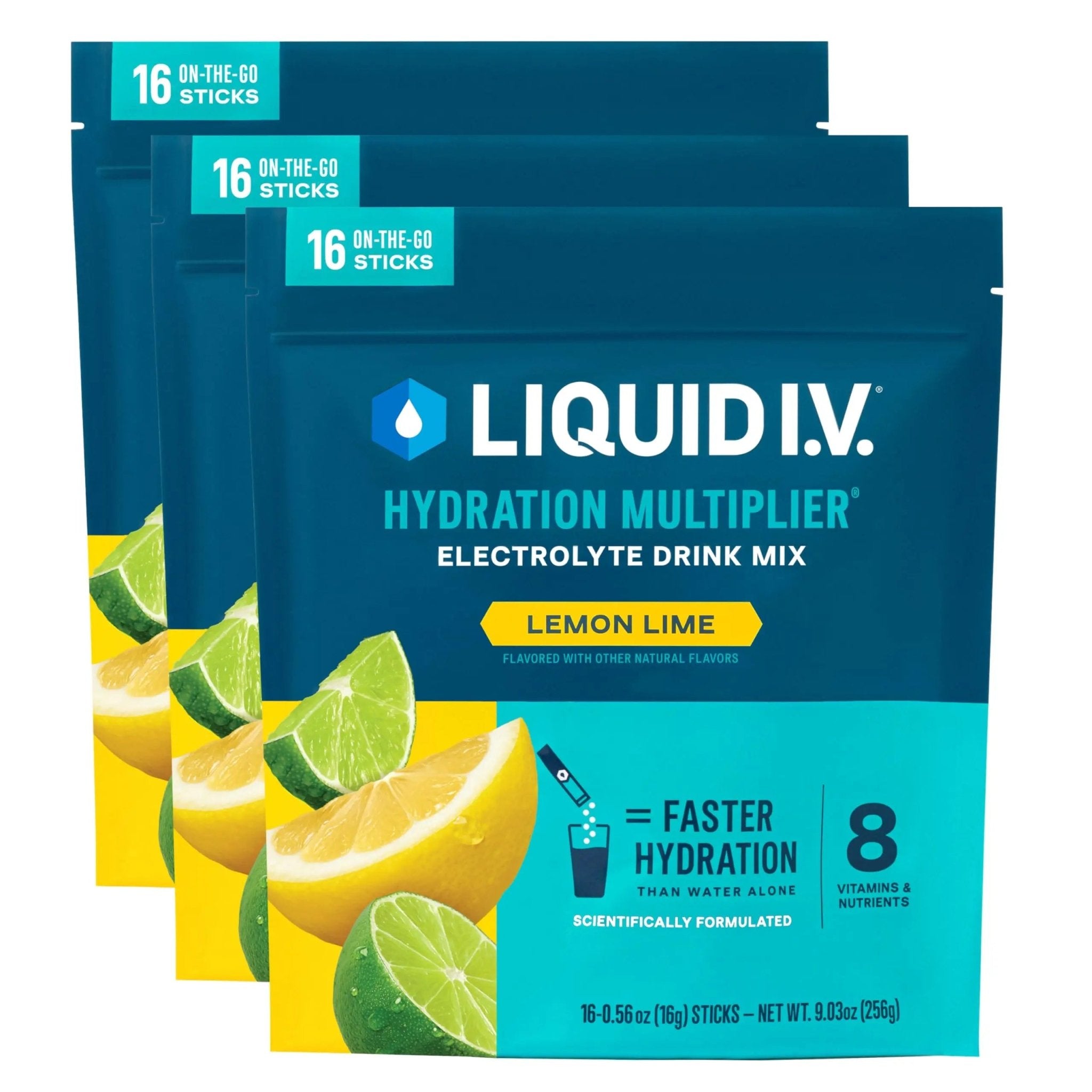 Liquid I.V.® Hydration Multiplier - Lemon Lime | Electrolyte Powder Drink Mix | 3 Pack (48 Servings) - TrustMedUSA