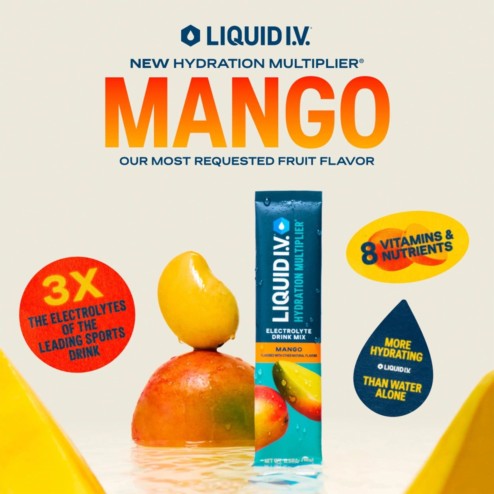 Liquid I.V.® Hydration Multiplier - Mango | Electrolyte Powder Drink Mix | 3 Pack (48 Servings) - TrustMedUSA