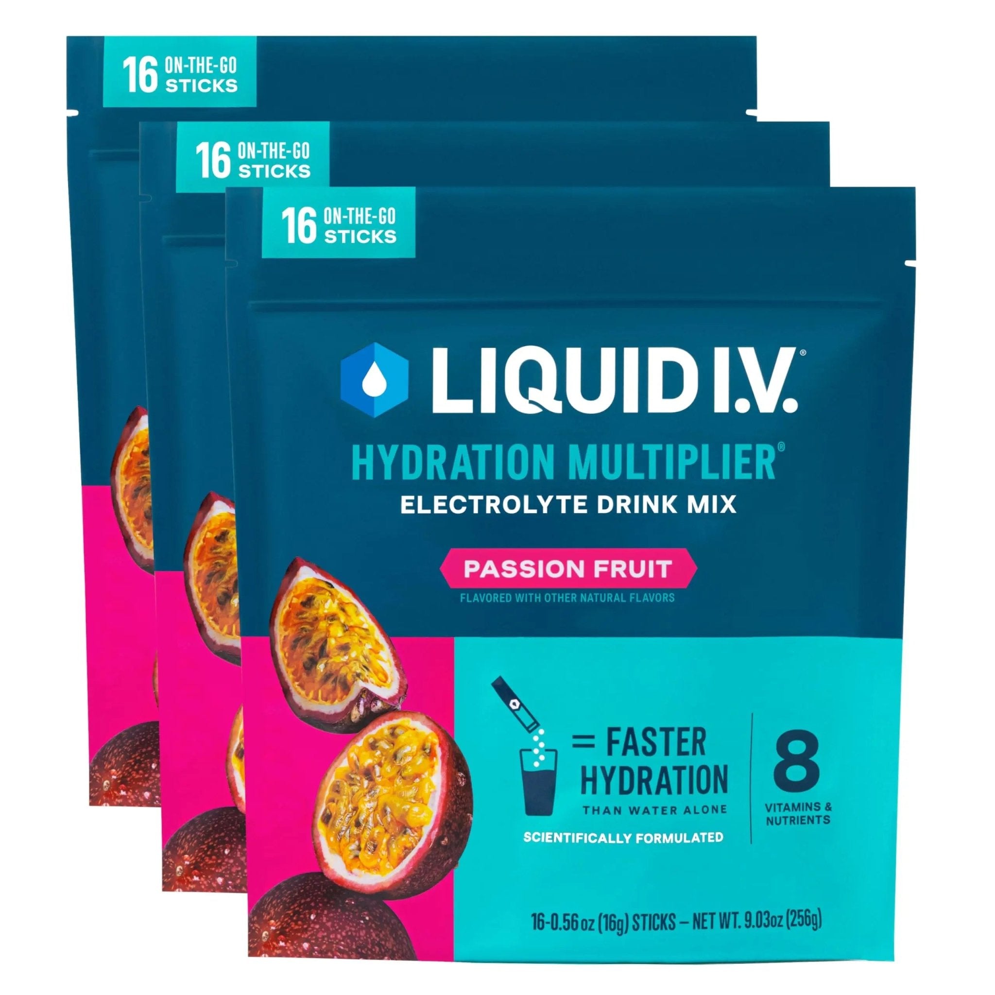 Liquid I.V.® Hydration Multiplier - Passion Fruit | Electrolyte Powder Drink Mix | 3 Pack (48 Servings) - TrustMedUSA