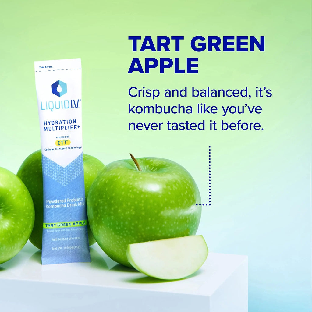 Liquid I.V. Hydration Multiplier + Probiotic Kombucha - Tart Green Apple - Hydration Powder - TrustMedUSA