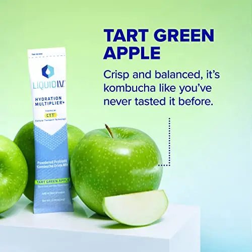 Liquid I.V. Hydration Multiplier + Probiotic Kombucha - Tart Green Apple - Hydration Powder - TrustMedUSA